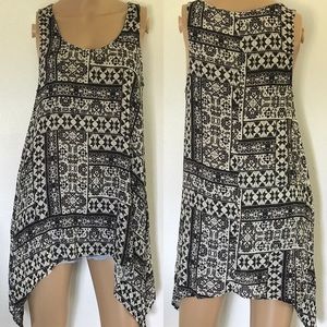painted threads B&W Tribal High Low Tank
